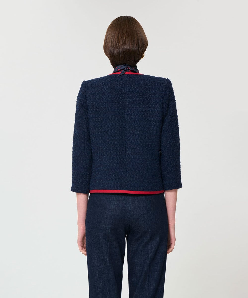 VZJGD01630 TARA JARMON(タラ ジャーモン) ツイードジャケット ミッドナイトブルー