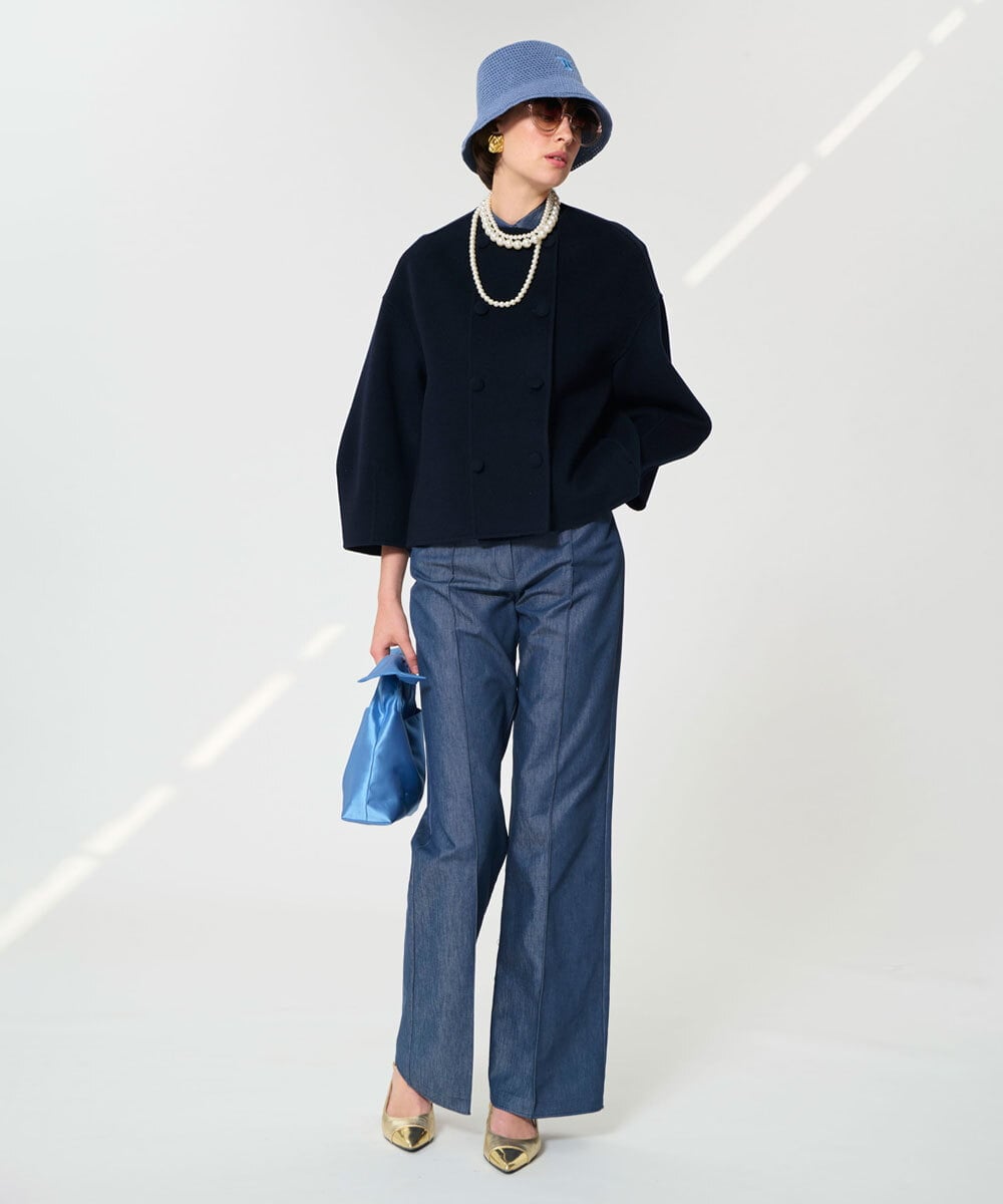 VZJGD05810 TARA JARMON(タラ ジャーモン) ダブルフェイスウールジャケット ミッドナイトブルー