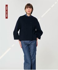 VZJGD05810 TARA JARMON(タラ ジャーモン) ダブルフェイスウールジャケット ミッドナイトブルー