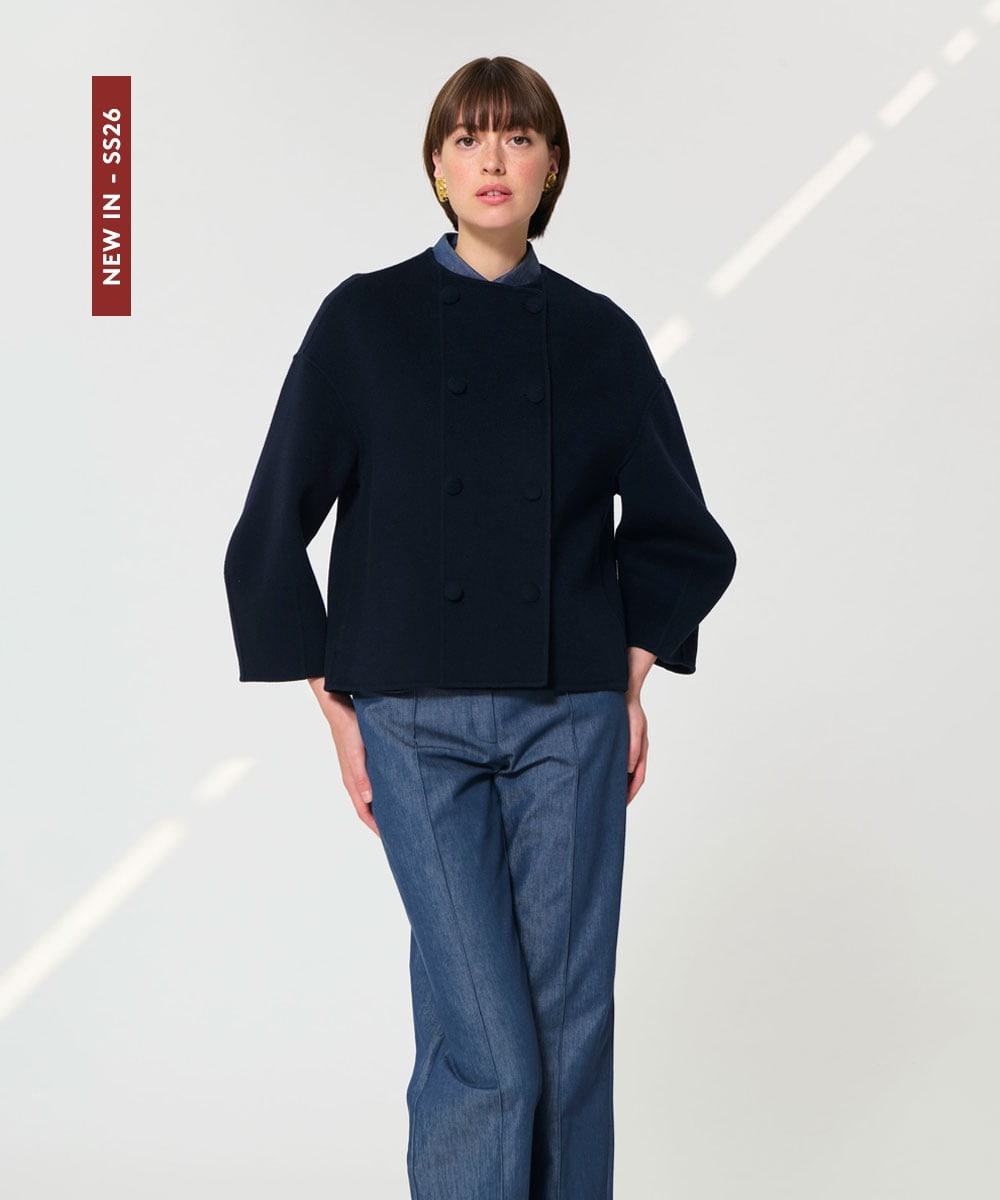 VZJGD05810 TARA JARMON(タラ ジャーモン) ダブルフェイスウールジャケット ミッドナイトブルー