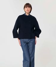 VZJGD05810 TARA JARMON(タラ ジャーモン) バレルスリーブダブルフェイスウールジャケット ミッドナイトブルー