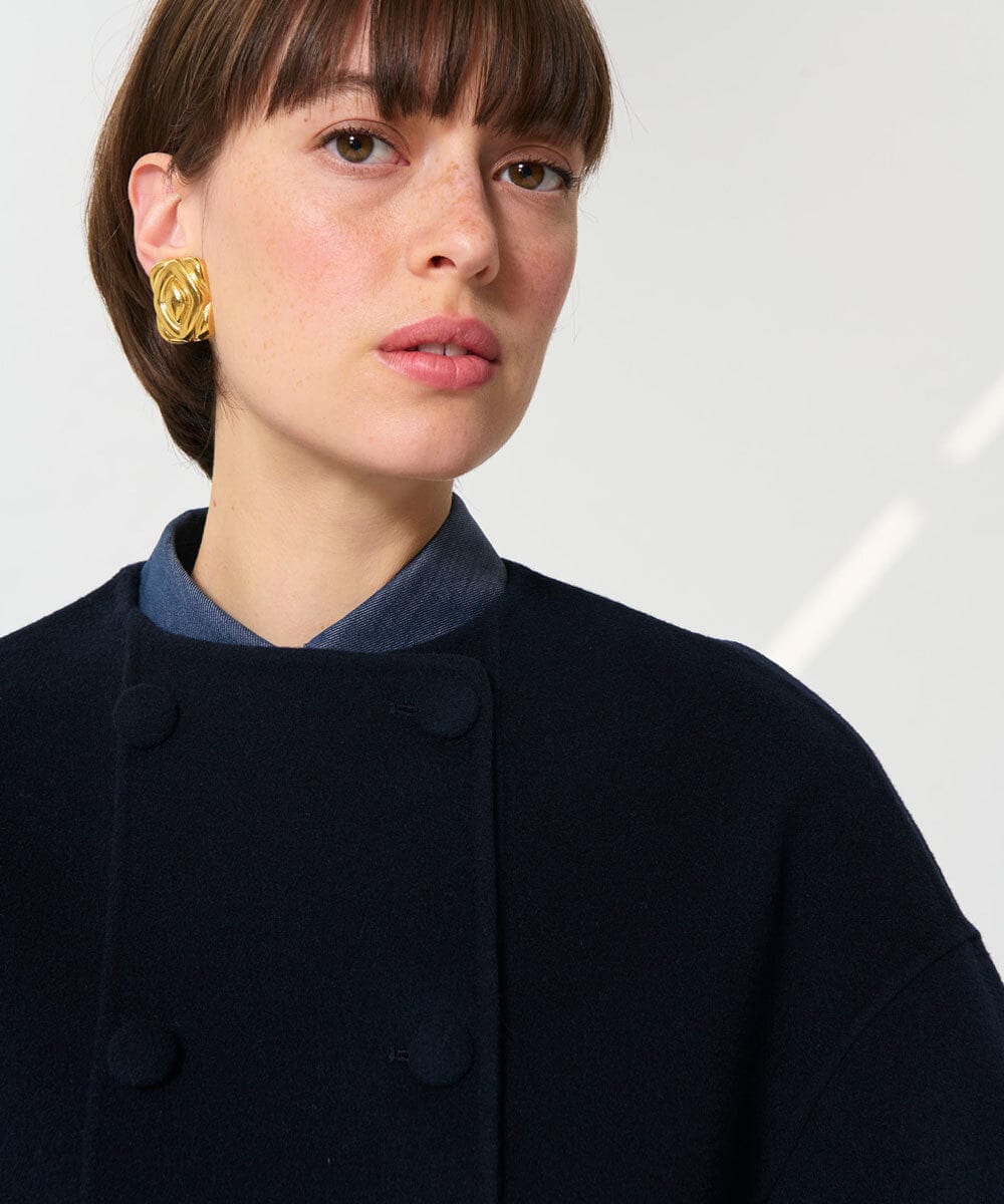 VZJGD05810 TARA JARMON(タラ ジャーモン) ダブルフェイスウールジャケット ミッドナイトブルー