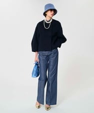 VZJGD05810 TARA JARMON(タラ ジャーモン) バレルスリーブダブルフェイスウールジャケット ミッドナイトブルー