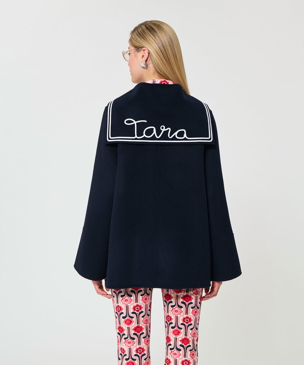 VZJGD06890 TARA JARMON(タラ ジャーモン) セーラーカラーダブルフェイスウールジャケット ミッドナイトブルー