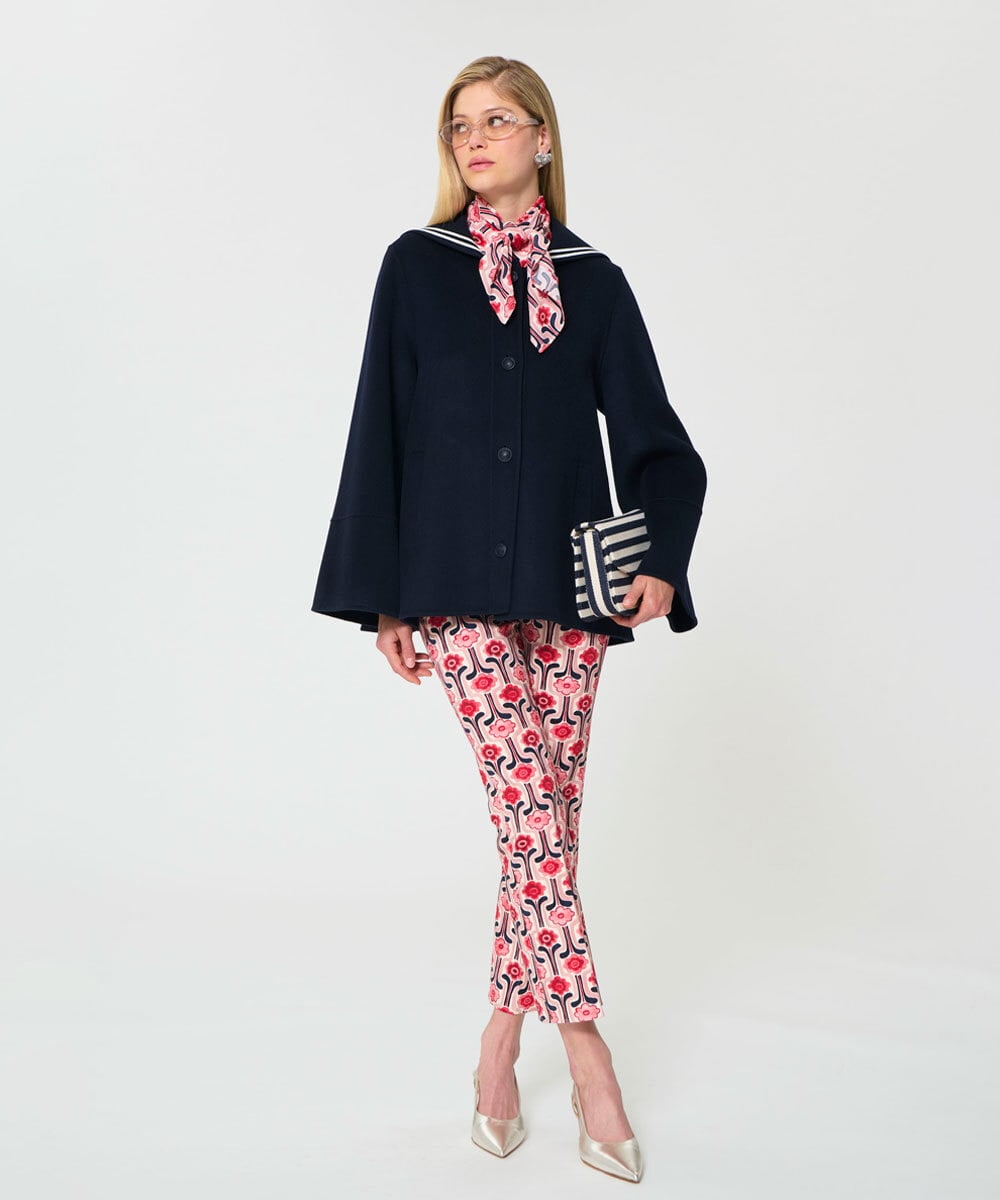 VZJGD06890 TARA JARMON(タラ ジャーモン) ダブルフェイスウールジャケット ミッドナイトブルー