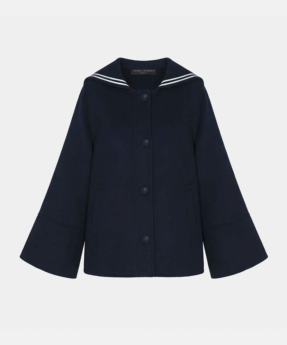 VZJGD06890 TARA JARMON(タラ ジャーモン) ダブルフェイスウールジャケット ミッドナイトブルー