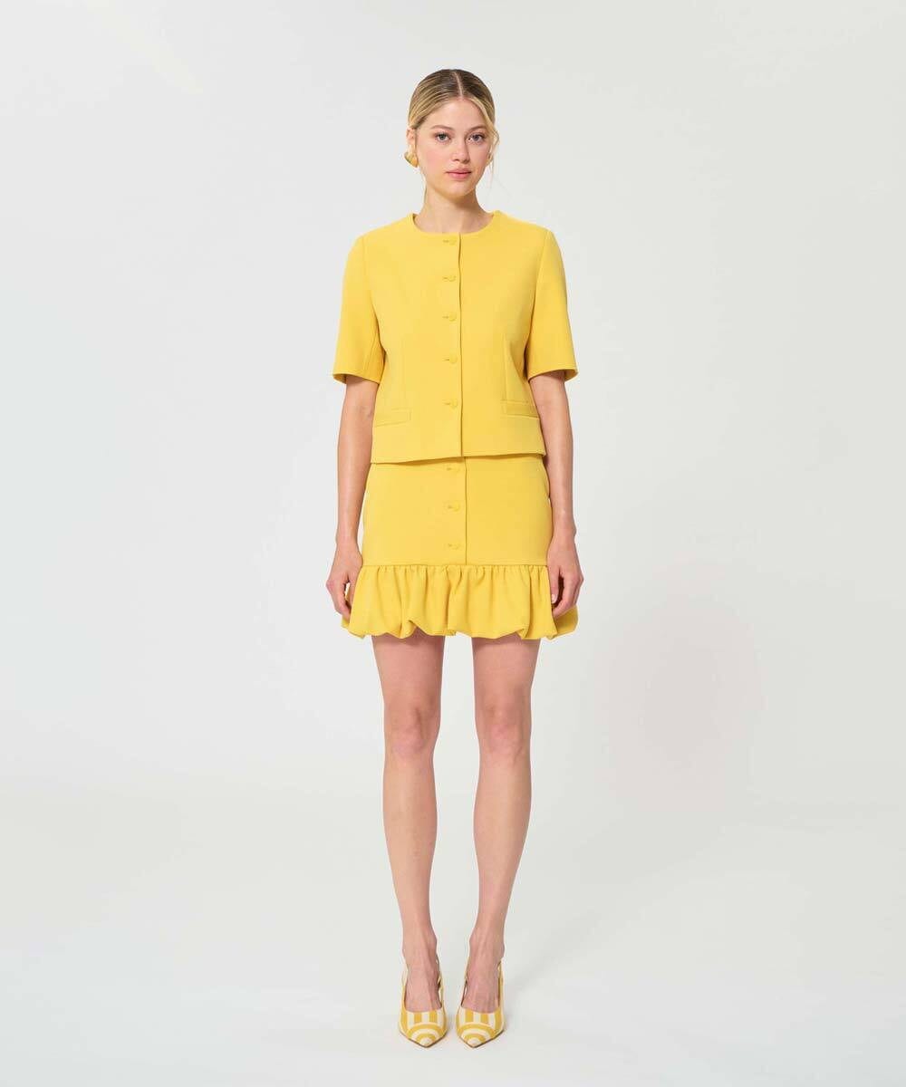 VZJGD08670 TARA JARMON(タラ ジャーモン) ヘビークレープジャケット ミモザイエロー