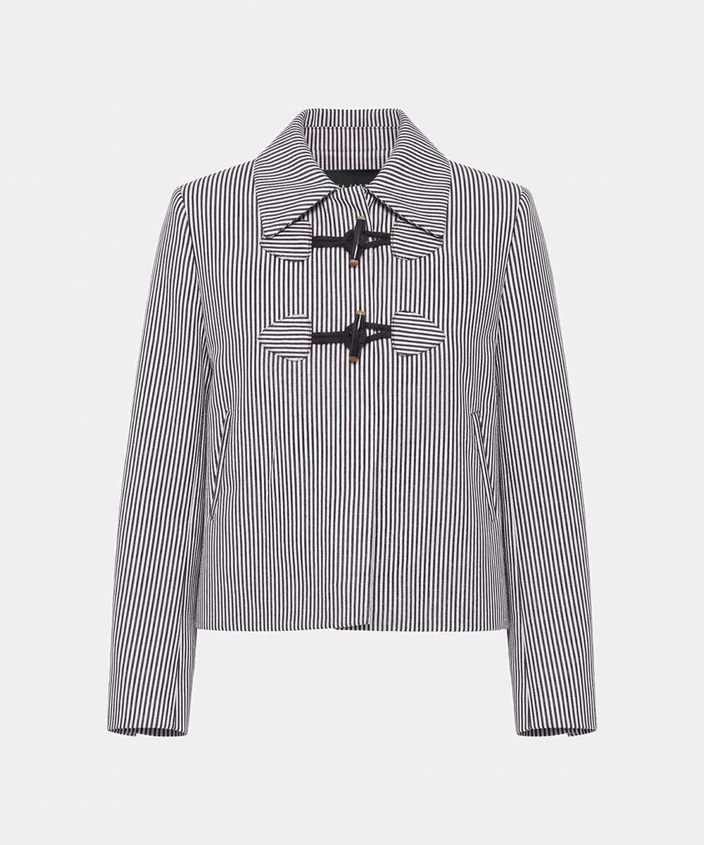 VZJGD09810 TARA JARMON(タラ ジャーモン) ストライプジャケット ネイビーブルー