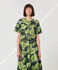 VZJGD11600 TARA JARMON(タラ ジャーモン) ペインテッドローズジャカードジャケット グリーン