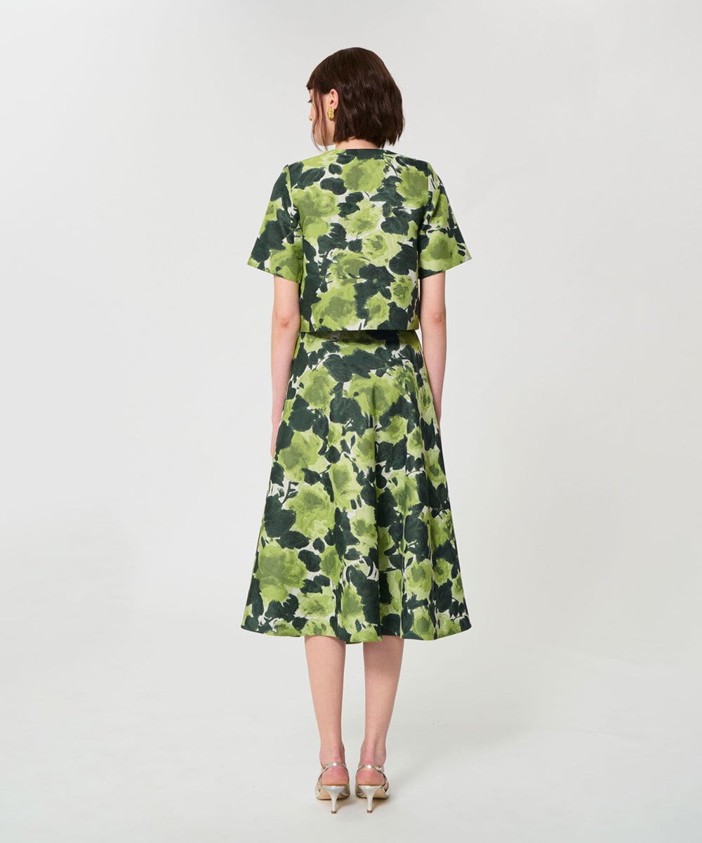 VZJGD11600 TARA JARMON(タラ ジャーモン) ペインテッドローズジャカードジャケット グリーン