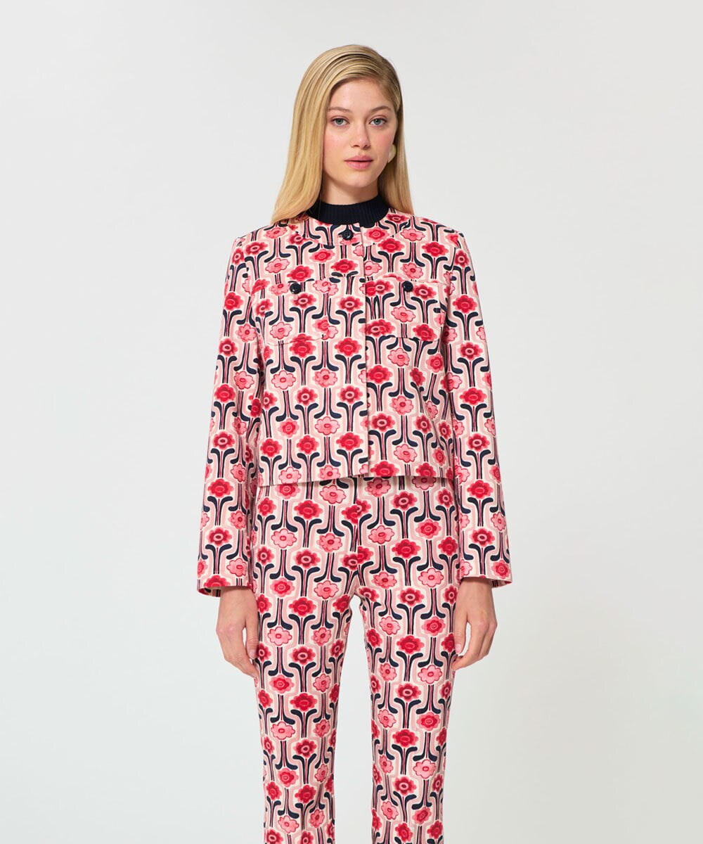 VZJGD12610 TARA JARMON(タラ ジャーモン) レトロブルームコットンピケジャケット ピンク