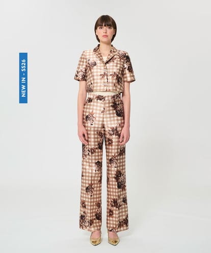 VZJGD38780 TARA JARMON キャンバスフラワーズサテンジャケット