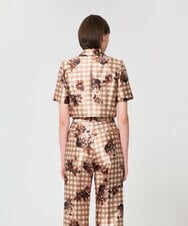 VZJGD38780 TARA JARMON(タラ ジャーモン) キャンバスフラワーズサテンジャケット ベージュ
