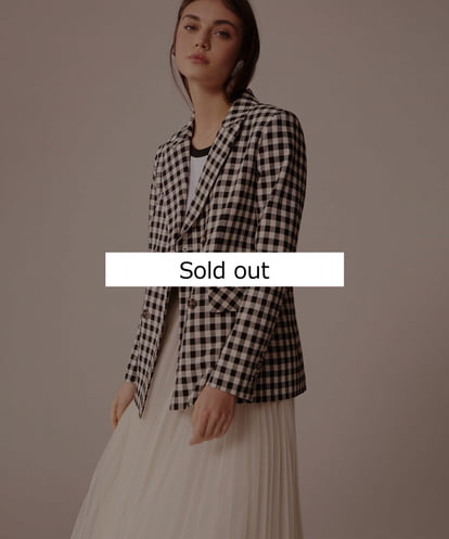 VZJGU01560 TARA JARMON Gingham viscose suiting jacket