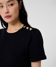 VZKAC06230 TARA JARMON(タラ ジャーモン) コットンジャージーダブルTシャツ ブラック