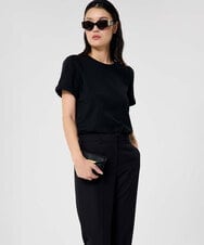 VZKAC06230 TARA JARMON(タラ ジャーモン) コットンジャージーダブルTシャツ ブラック