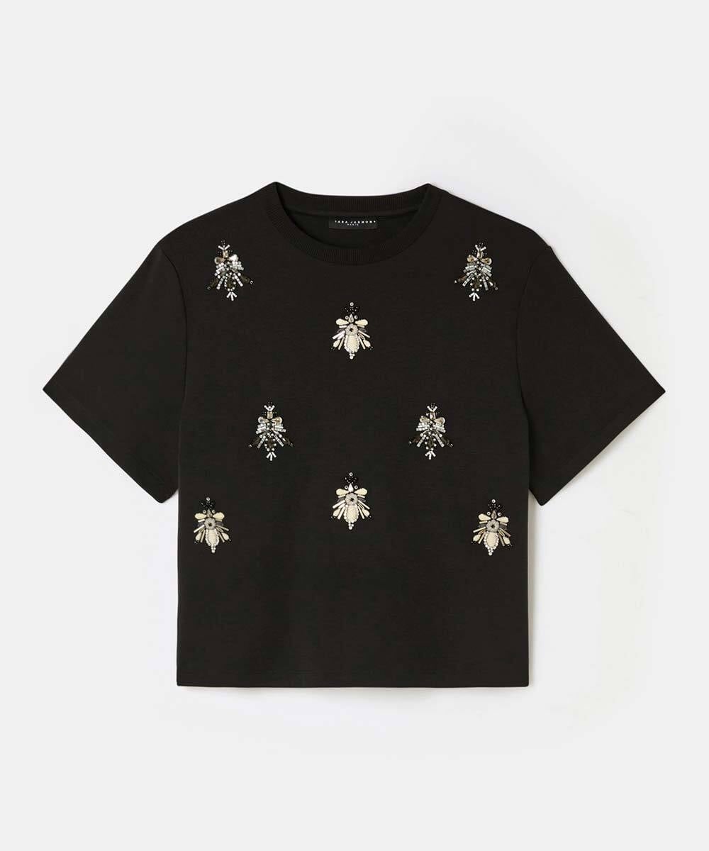 VZKAD02380 TARA JARMON(タラ ジャーモン) ダブルジャージーTシャツ ブラック