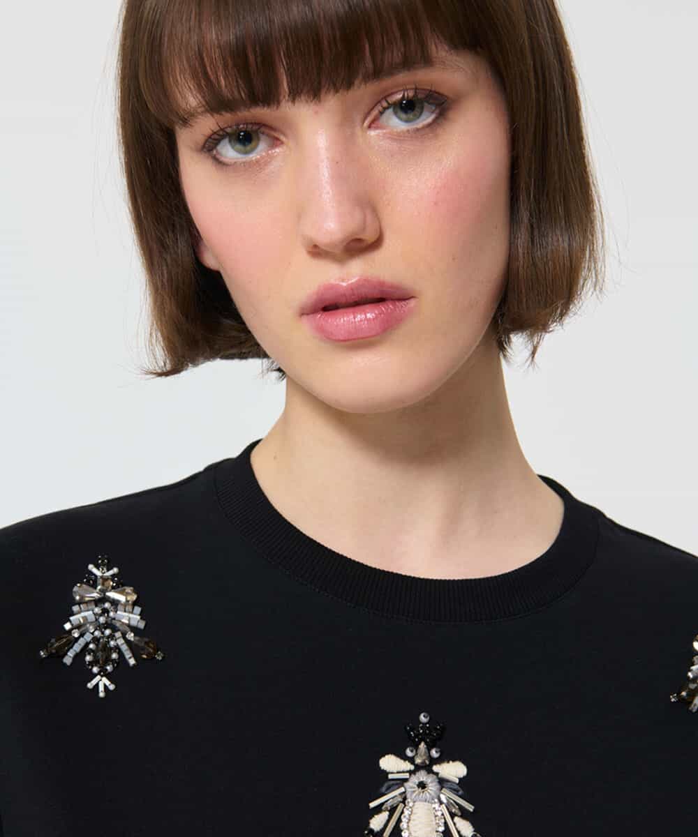 VZKAD02380 TARA JARMON(タラ ジャーモン) ダブルジャージーTシャツ ブラック