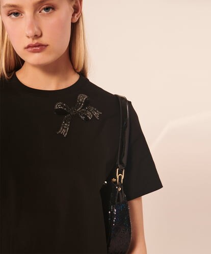 VZKAX03240 TARA JARMON Embroided jersey T-shirt