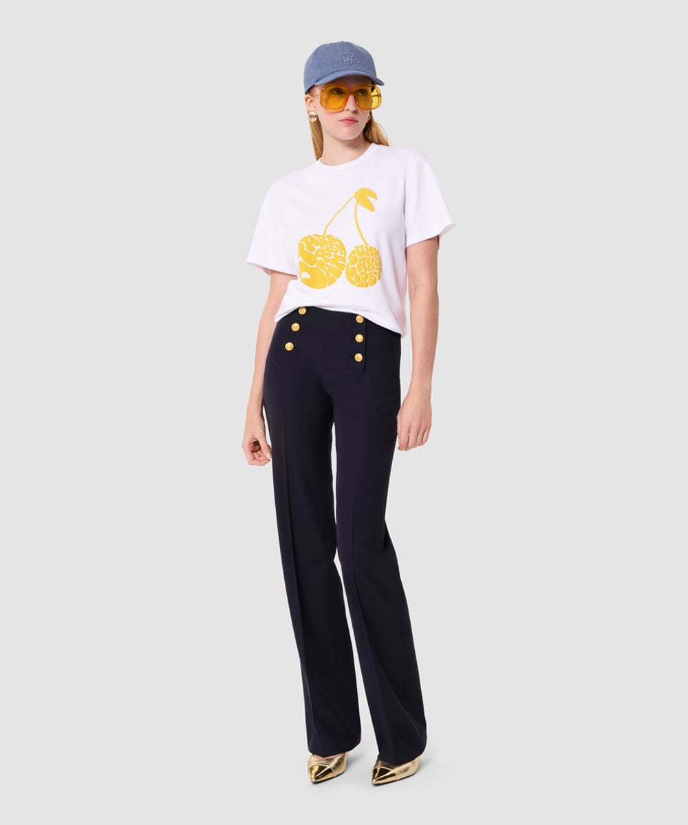 VZKGA09210 TARA JARMON(タラ ジャーモン) TARA CHERRY ジャージーTシャツ ホワイト