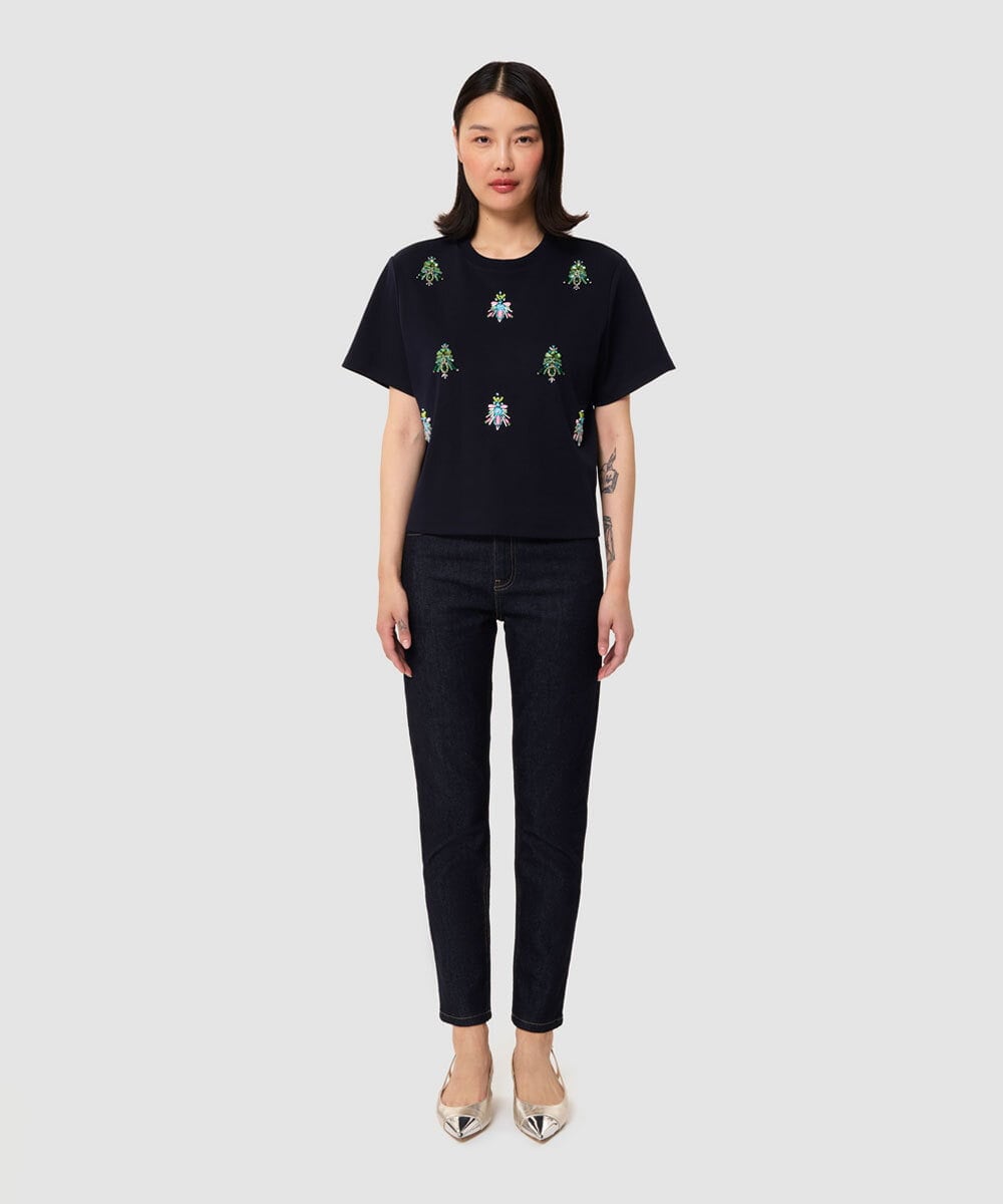 VZKGA10380 TARA JARMON(タラ ジャーモン) コットンジャージーダブルTシャツ ミッドナイトブルー