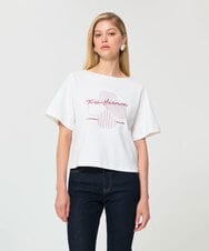 VZKGD01260 TARA JARMON(タラ ジャーモン) クローバーエンブロイダリーソフトジャージーTシャツ ホワイト