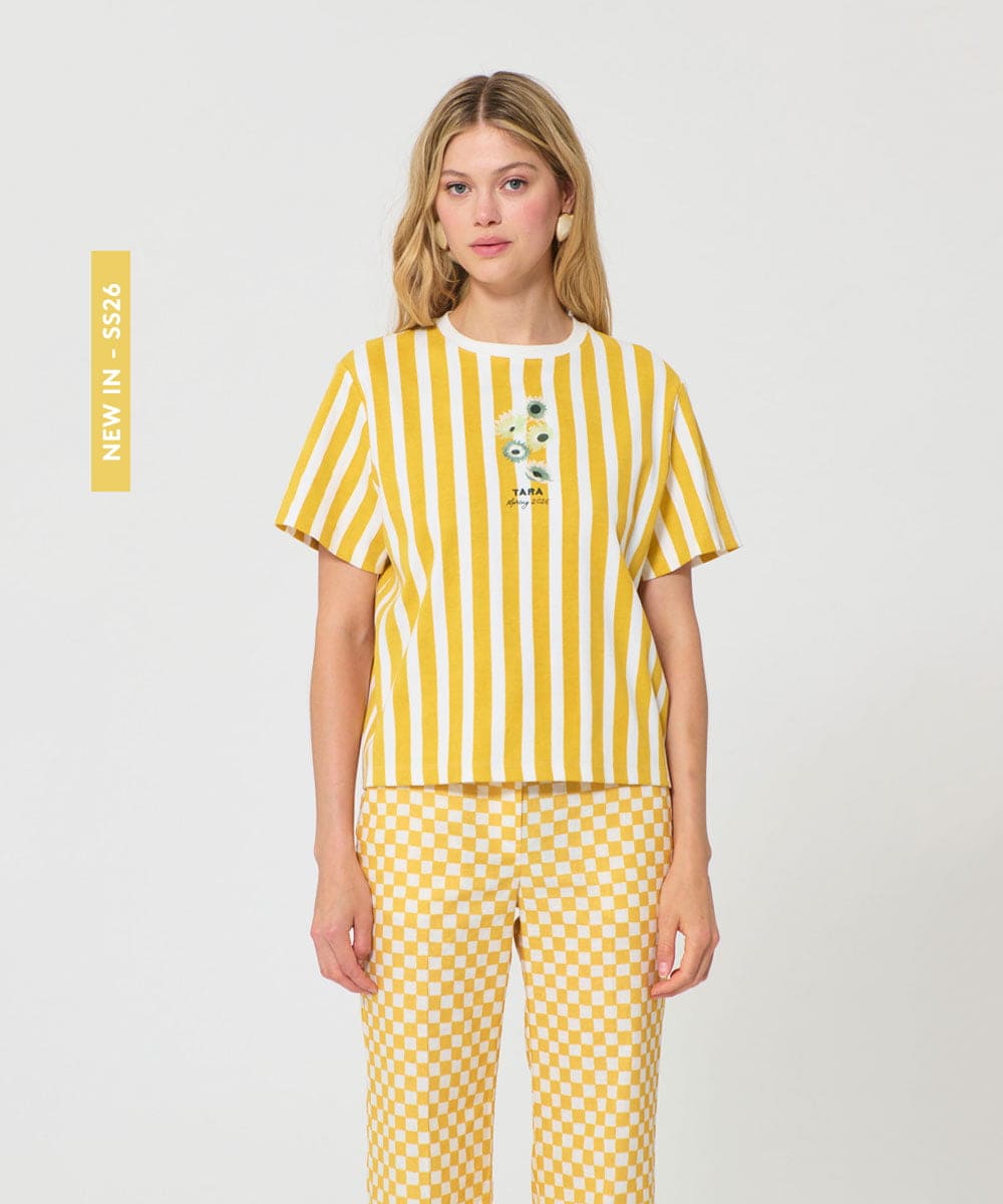 VZKGD04270 TARA JARMON(タラ ジャーモン) ソフトジャージーTシャツ ミモザイエロー