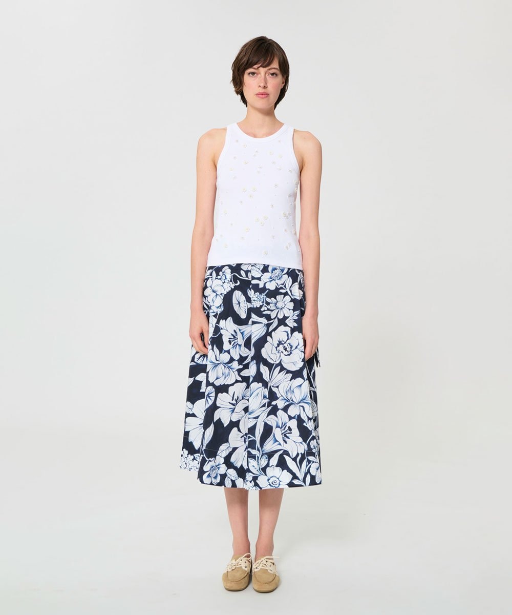 VZKGD11250 TARA JARMON(タラ ジャーモン) エンブロイダリーリブコットンカットソー ホワイト