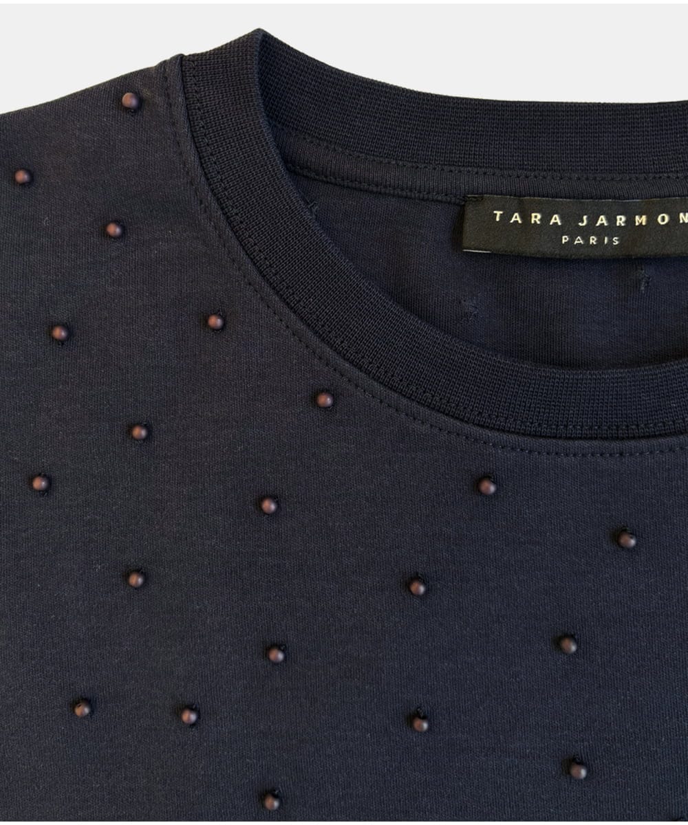 VZKGD22270 TARA JARMON(タラ ジャーモン) TARAパールTシャツ ミッドナイトブルー