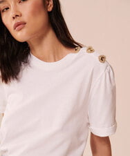 VZKGU01180 TARA JARMON(タラ ジャーモン) Mercerized cotton jersey T-shirt ホワイト