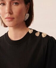 VZKGU01180 TARA JARMON(タラ ジャーモン) Mercerized cotton jersey T-shirt ブラック
