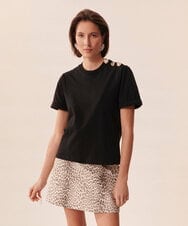 VZKGU01180 TARA JARMON(タラ ジャーモン) Mercerized cotton jersey T-shirt ブラック