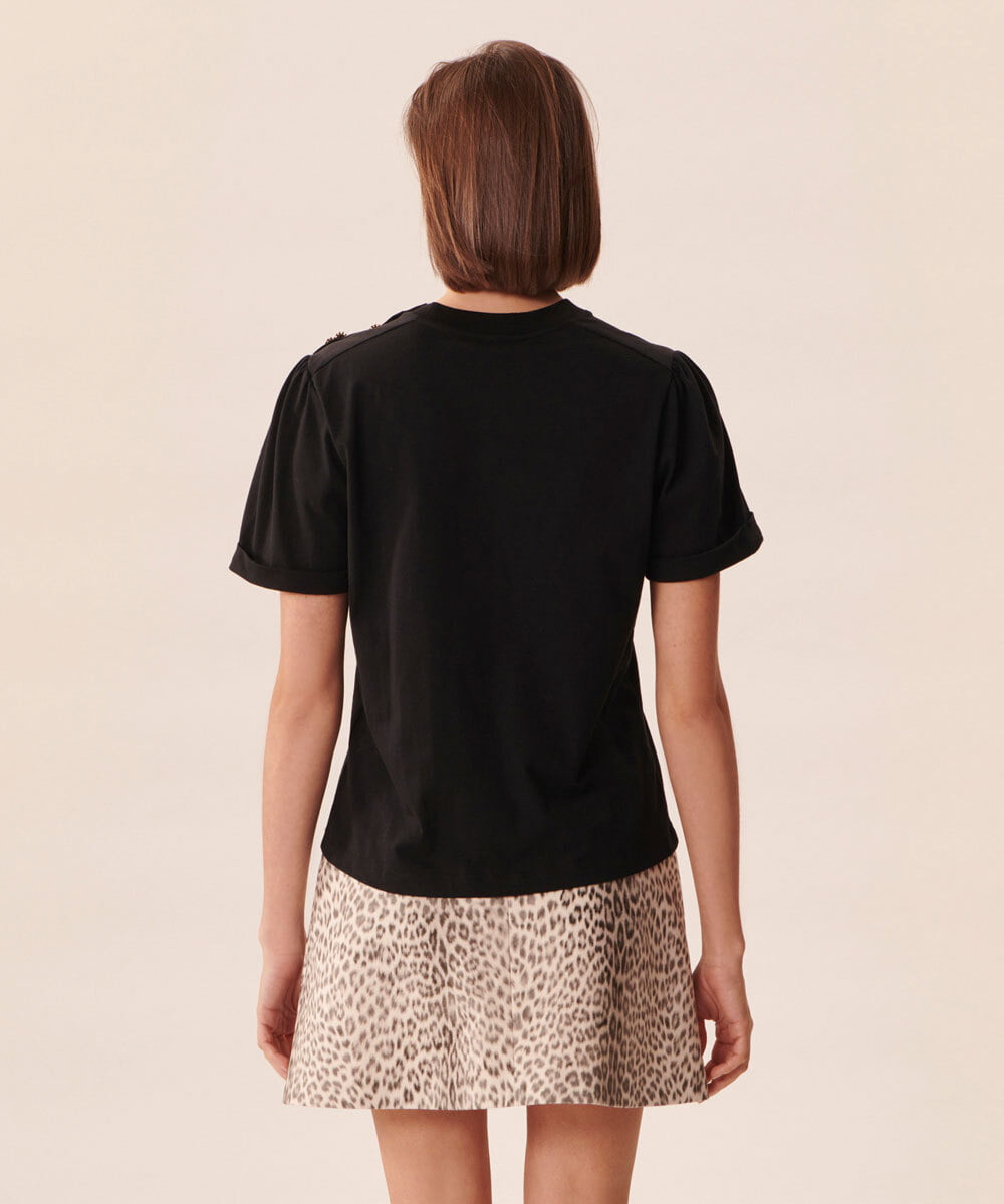 VZKGU01180 TARA JARMON(タラ ジャーモン) Mercerized cotton jersey T-shirt ブラック