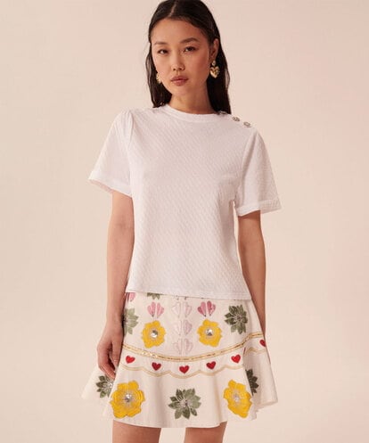VZKGU10180  Pointelle jacquard T-shirt