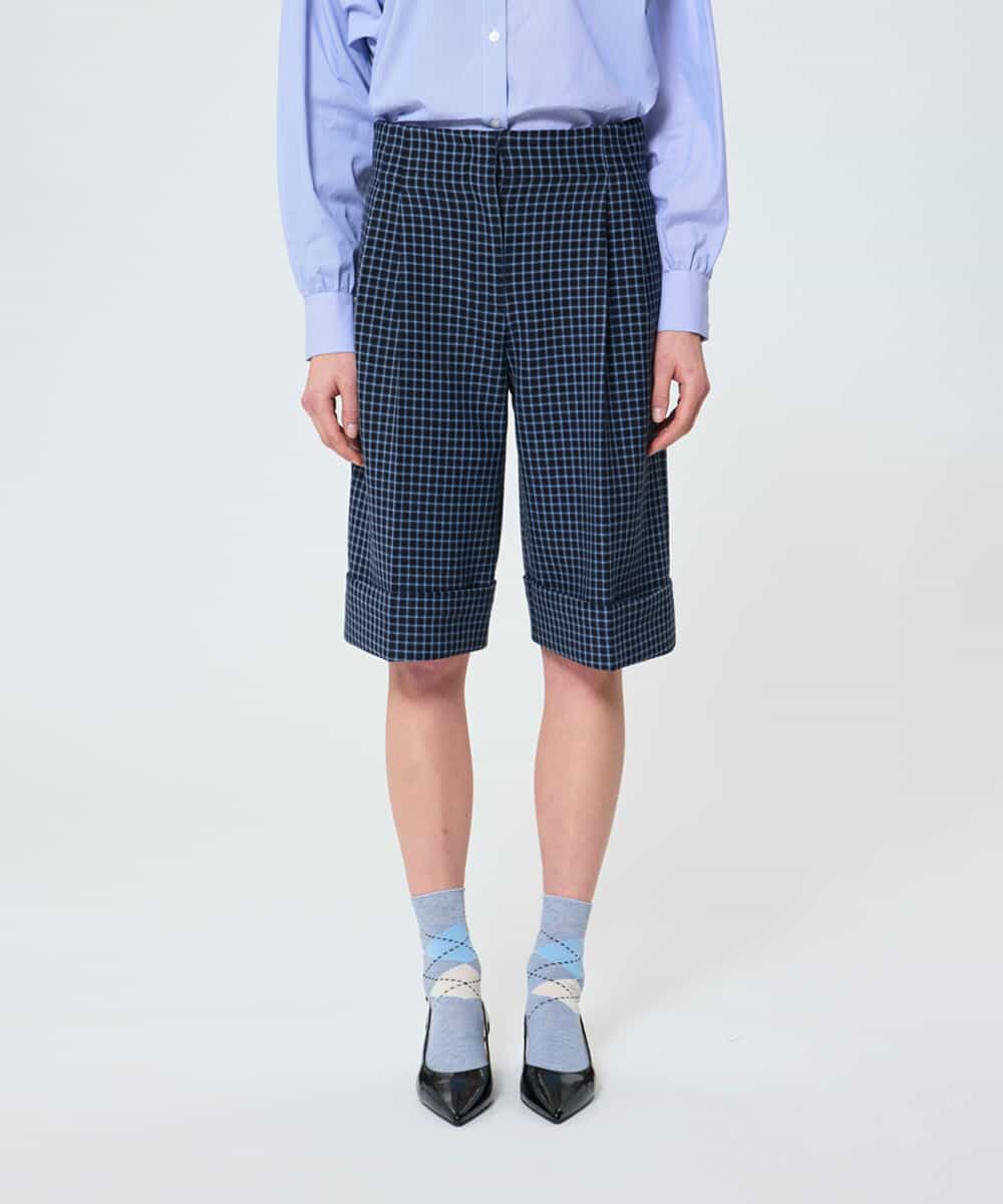 VZLAD05450 TARA JARMON(タラ ジャーモン) スモールブルーチェックハーフパンツ ネイビー