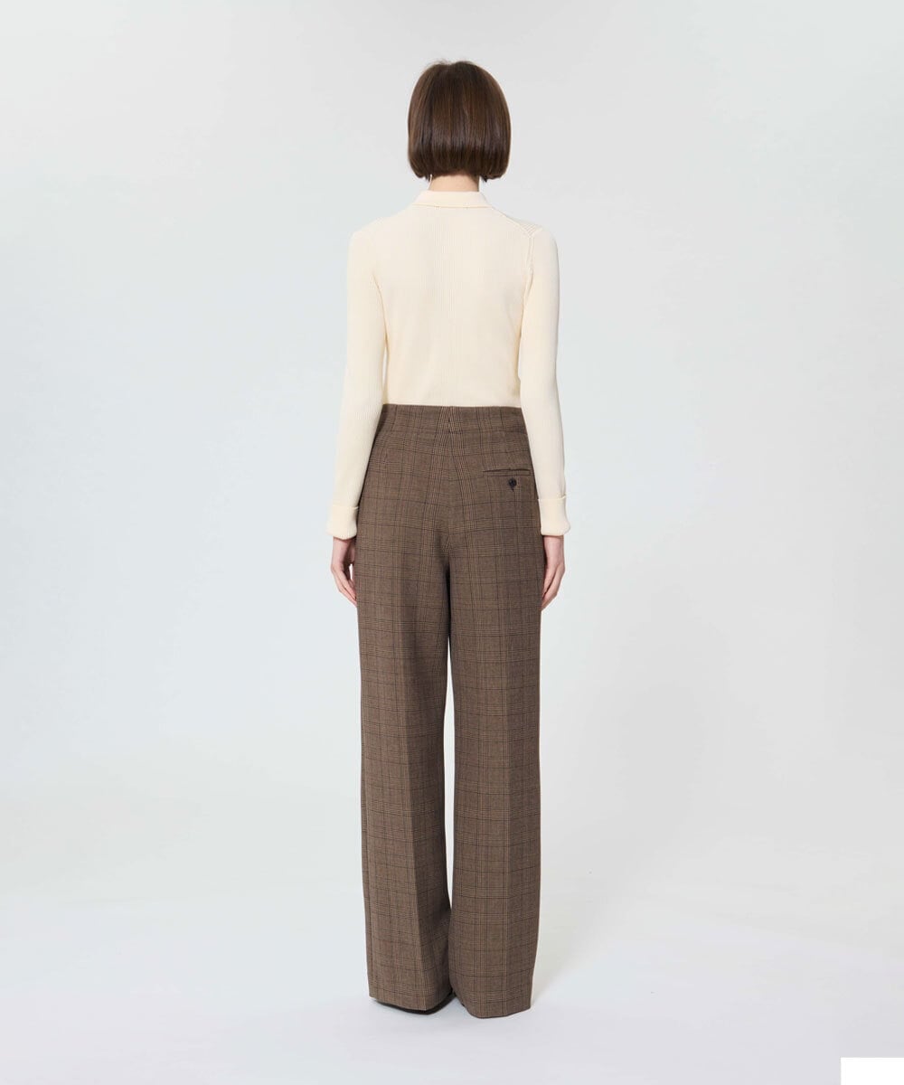 VZLAD13460 TARA JARMON(タラ ジャーモン) トーププリンスオブウェールズチェックパンツ ブラウン