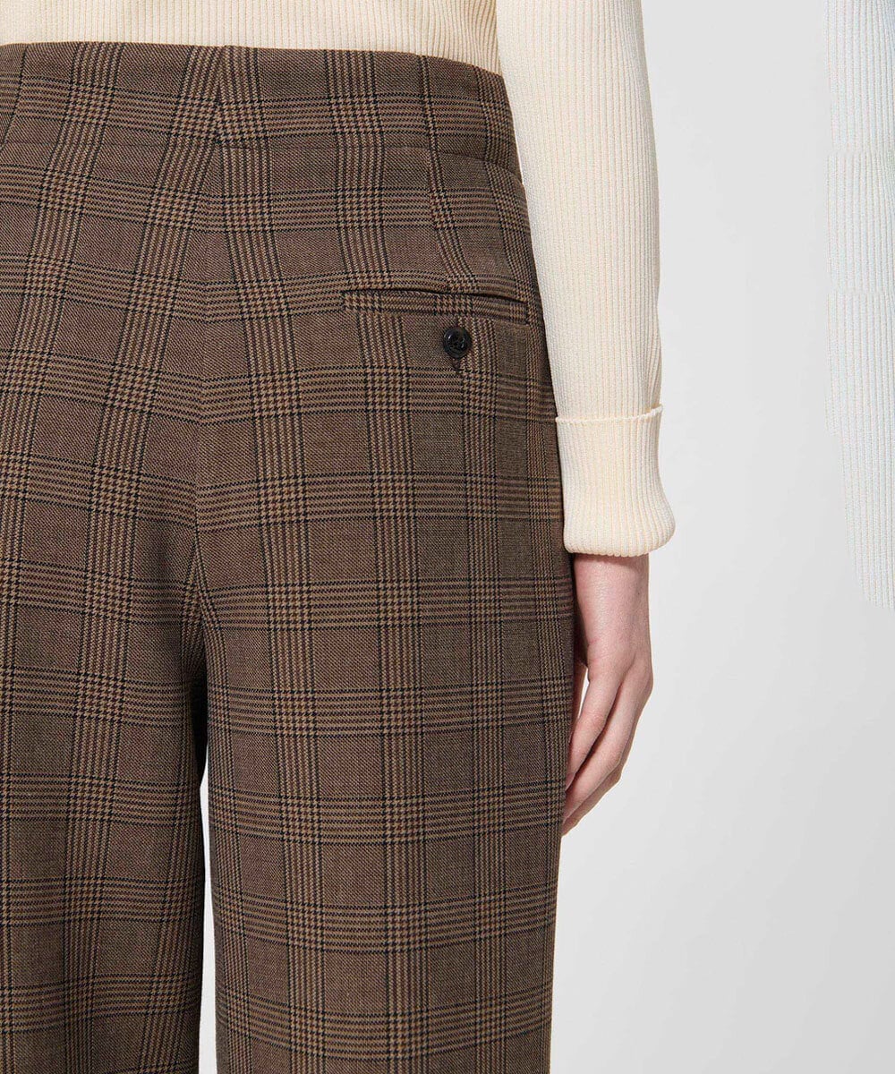 VZLAD13460 TARA JARMON(タラ ジャーモン) トーププリンスオブウェールズチェックパンツ ブラウン