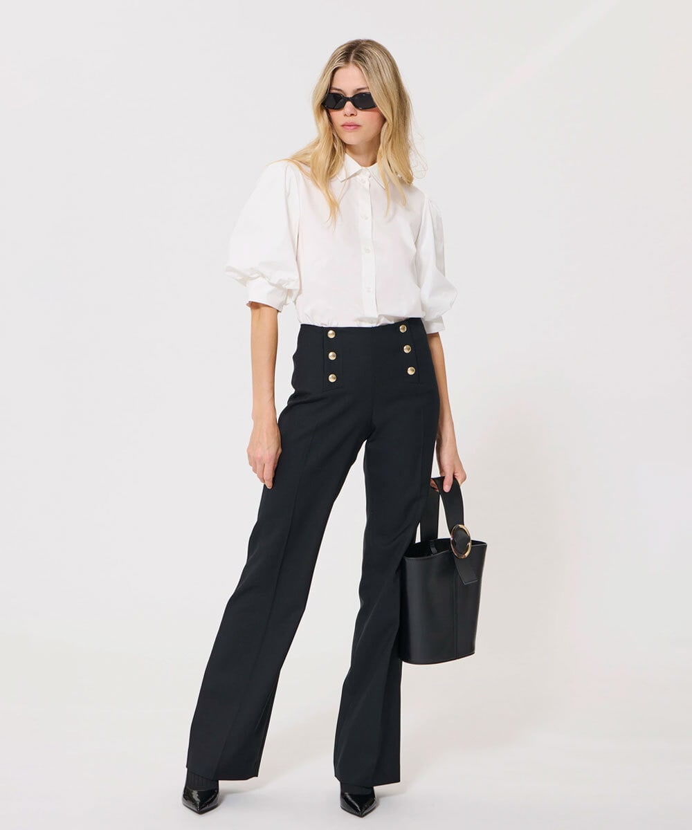 VZLAD17460 TARA JARMON(タラ ジャーモン) グレインドプードルパンツ ブラック