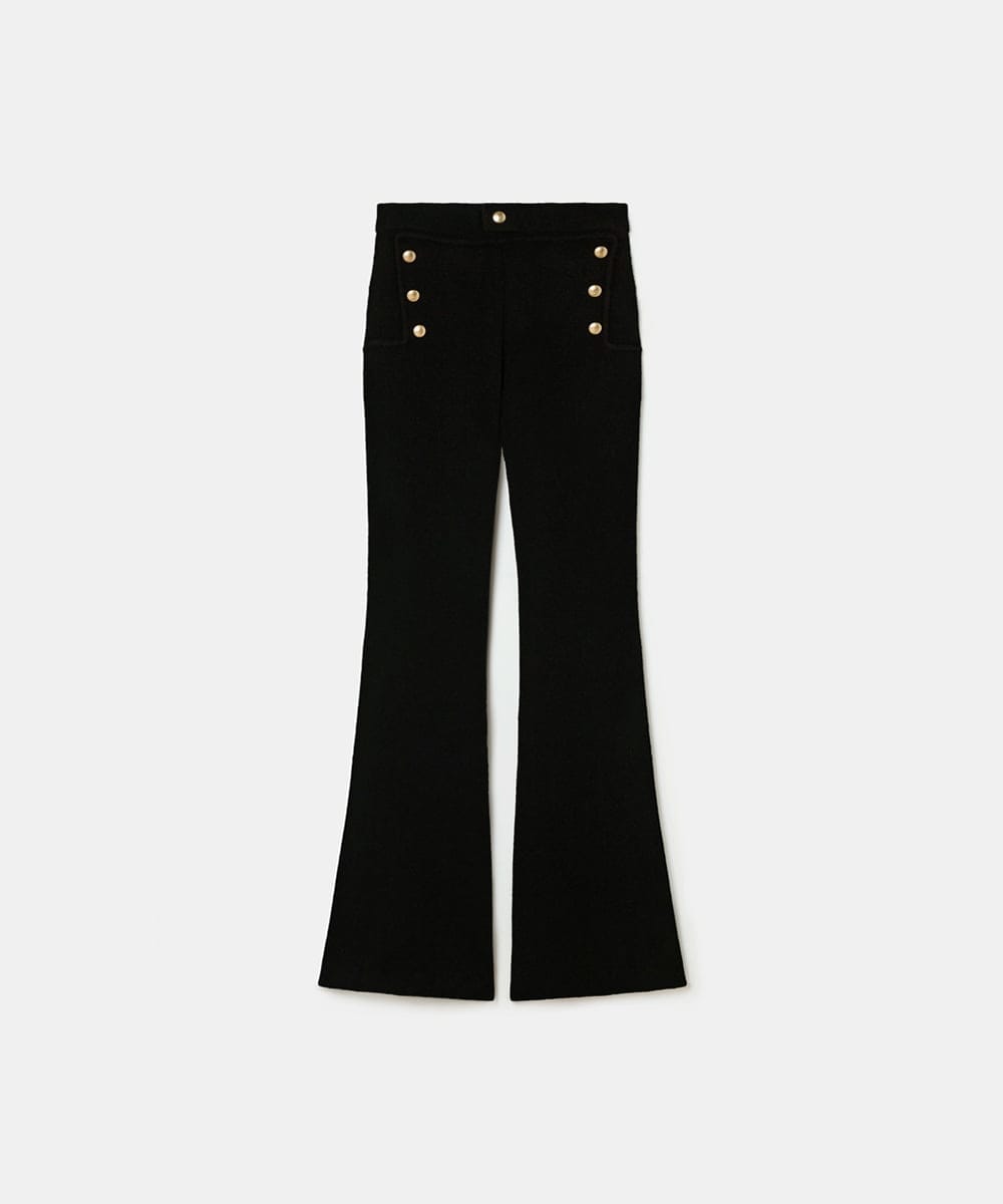 VZLAD22520 TARA JARMON(タラ ジャーモン) 【メディア着用】コンパクトカールニットパンツ ブラック