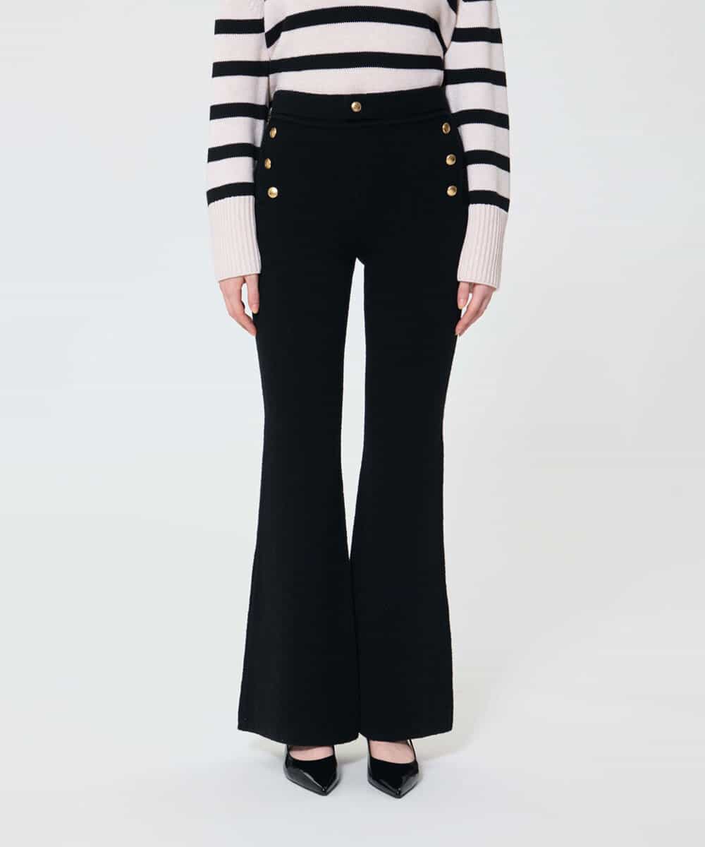 VZLAD22520 TARA JARMON(タラ ジャーモン) 【メディア着用】コンパクトカールニットパンツ ブラック