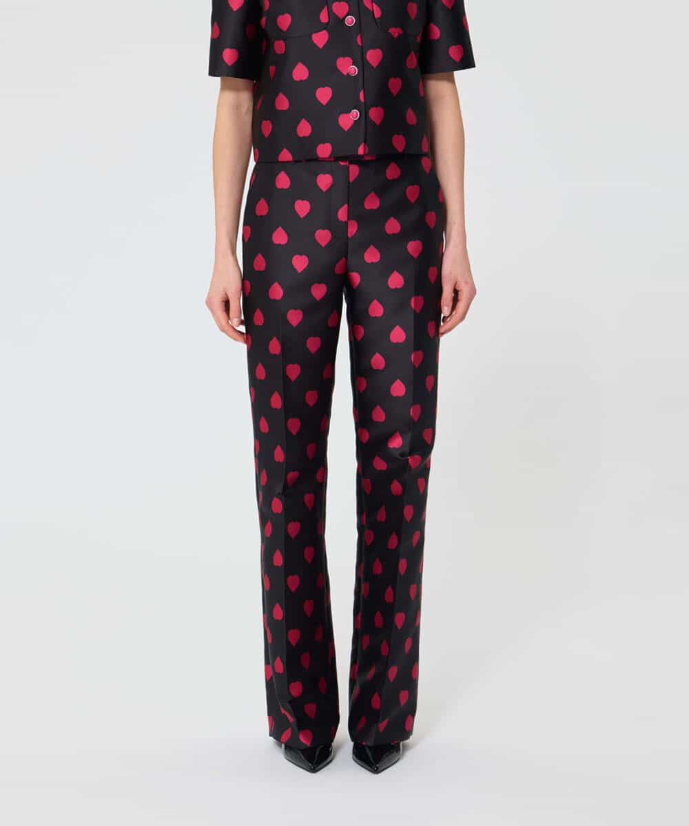 VZLAD26490 TARA JARMON(タラ ジャーモン) ポルカハートサテンパンツ ブラック