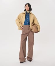 VZLAG09430 TARA JARMON(タラ ジャーモン) コットンギャバジンタックパンツ キャラメル