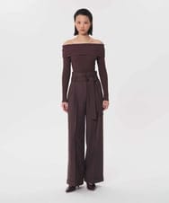 VZLAG11500 TARA JARMON(タラ ジャーモン) ハイウエストベルテッドワイドパンツ トンカ