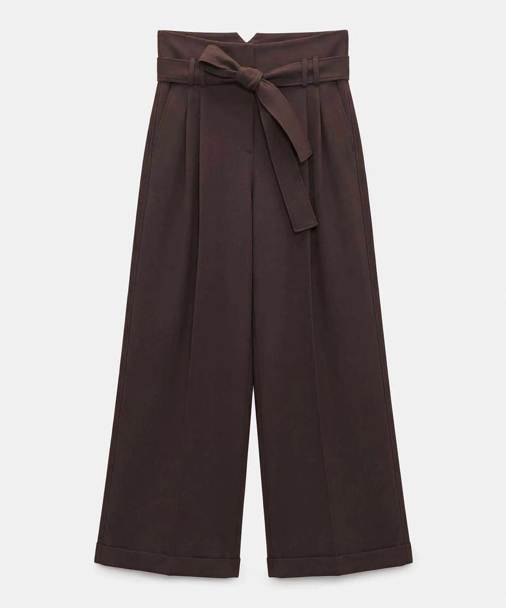 VZLAG11500 TARA JARMON(タラ ジャーモン) ハイウエストベルテッドワイドパンツ トンカ