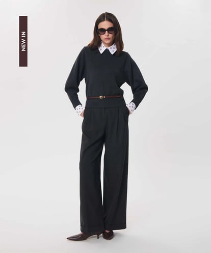 VZLAG11500 TARA JARMON ハイウエストベルテッドワイドパンツ