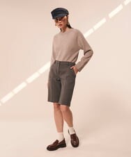 VZLAX12340 TARA JARMON(タラ ジャーモン) ギャバジンハーフパンツ チャコールグレー