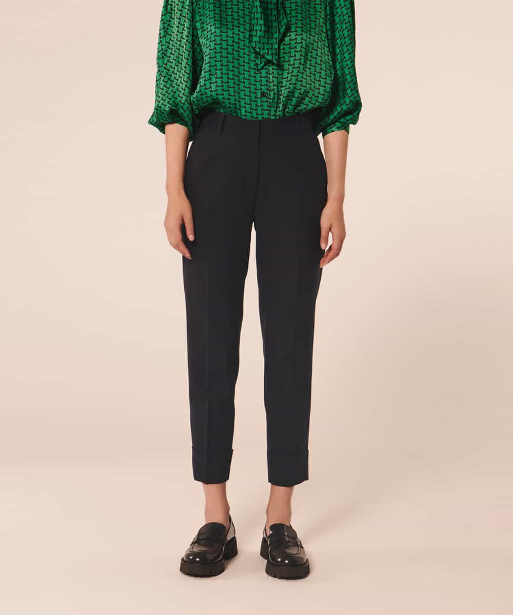 VZLAX20360 TARA JARMON(タラ ジャーモン) Cool wool pants ネイビー