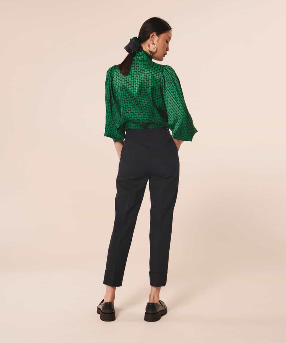 VZLAX20360 TARA JARMON(タラ ジャーモン) Cool wool pants ネイビー