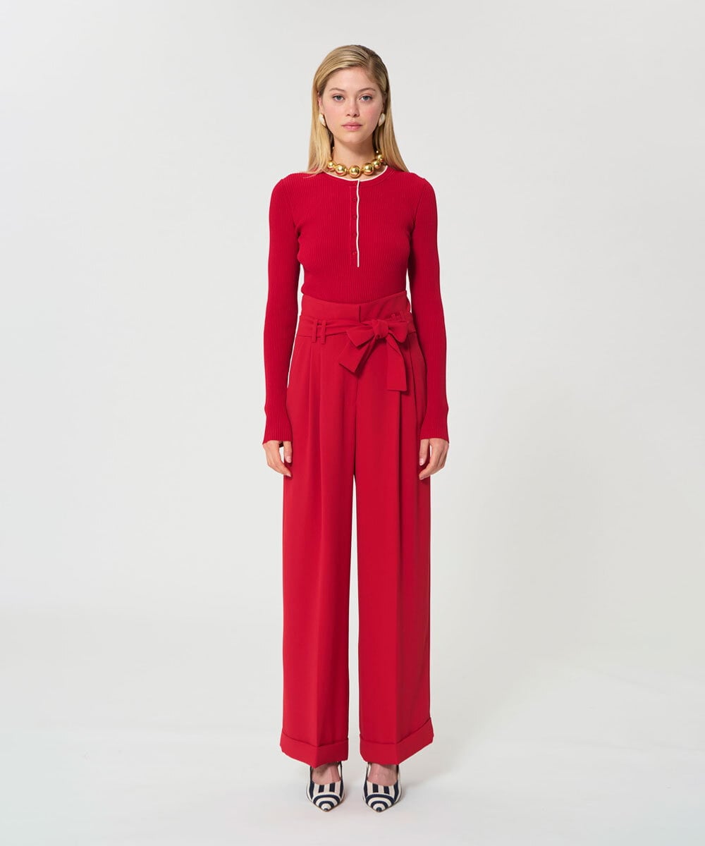 VZLGD06430 TARA JARMON(タラ ジャーモン) クレープパンツ レッド