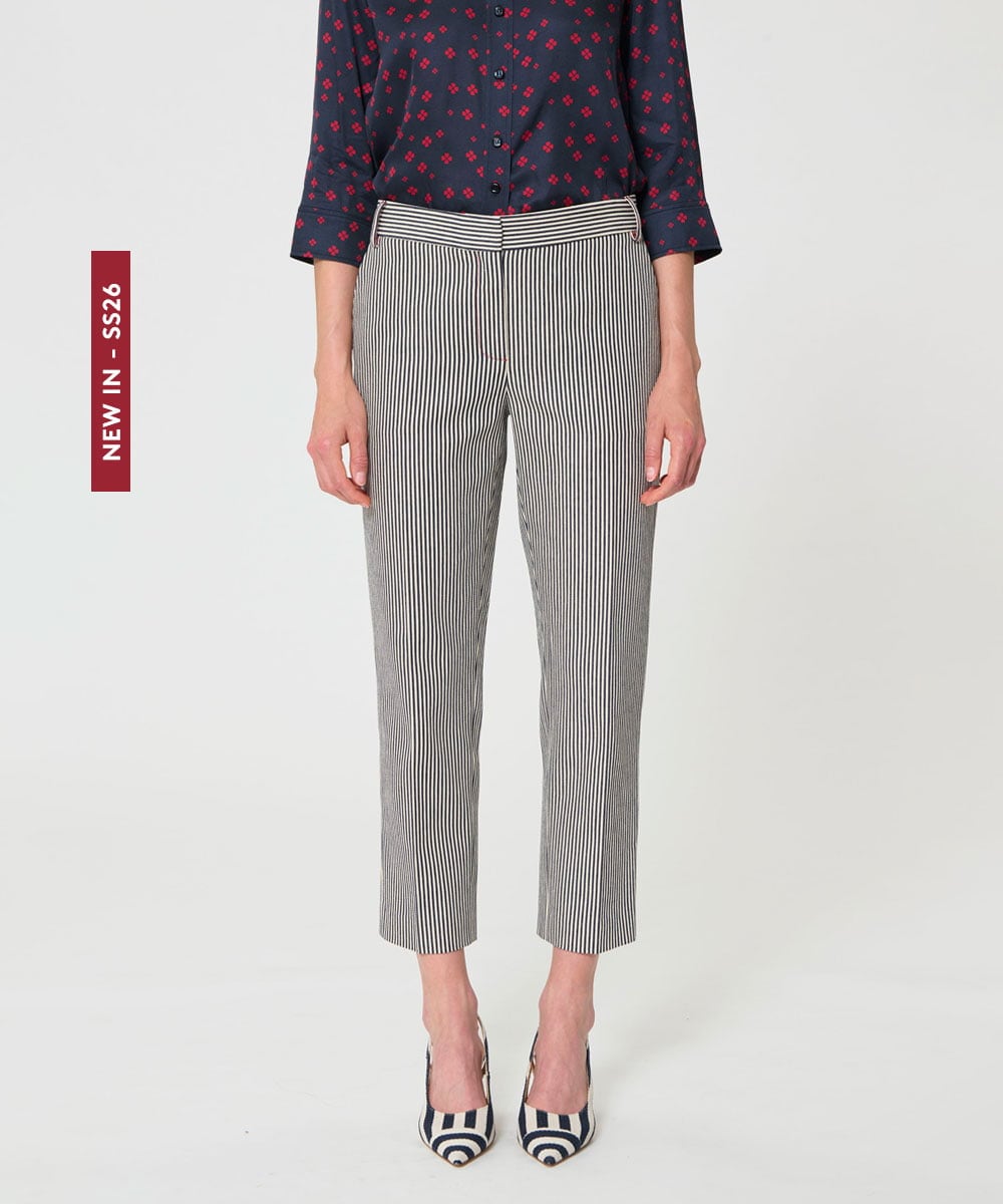 VZLGD09470 TARA JARMON(タラ ジャーモン) ストライプパンツ ネイビーブルー